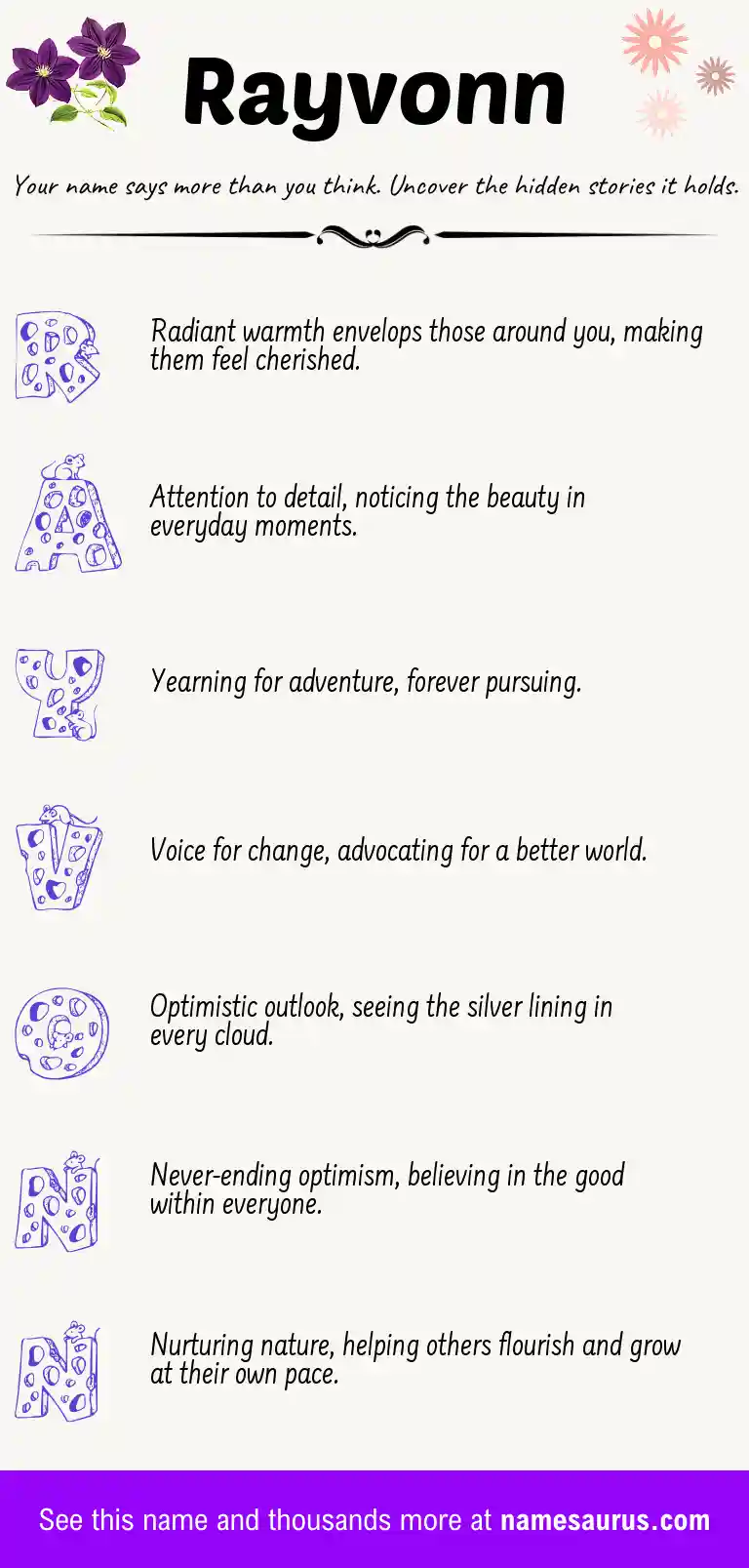 Acrostic poem about Rayvonn.