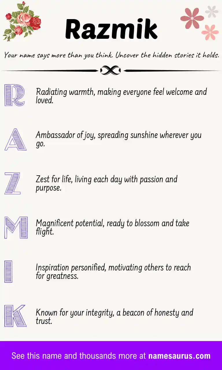 Acrostic poem about Razmik.