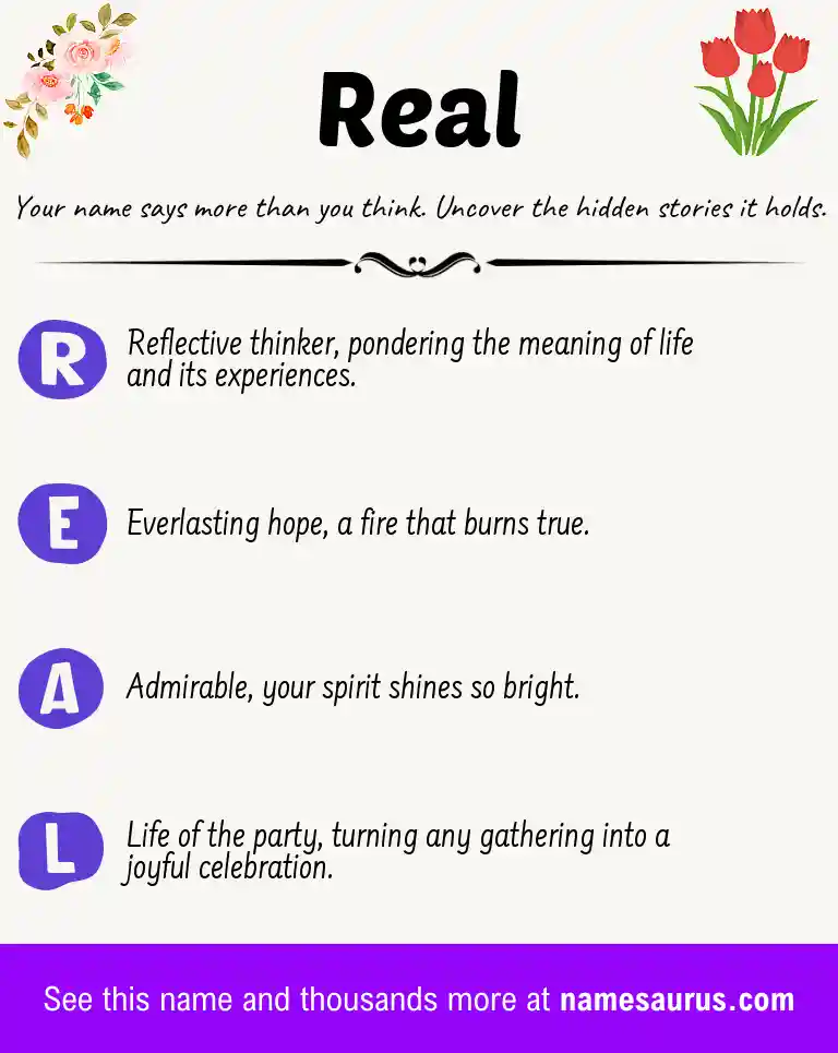 Acrostic poem about Real.