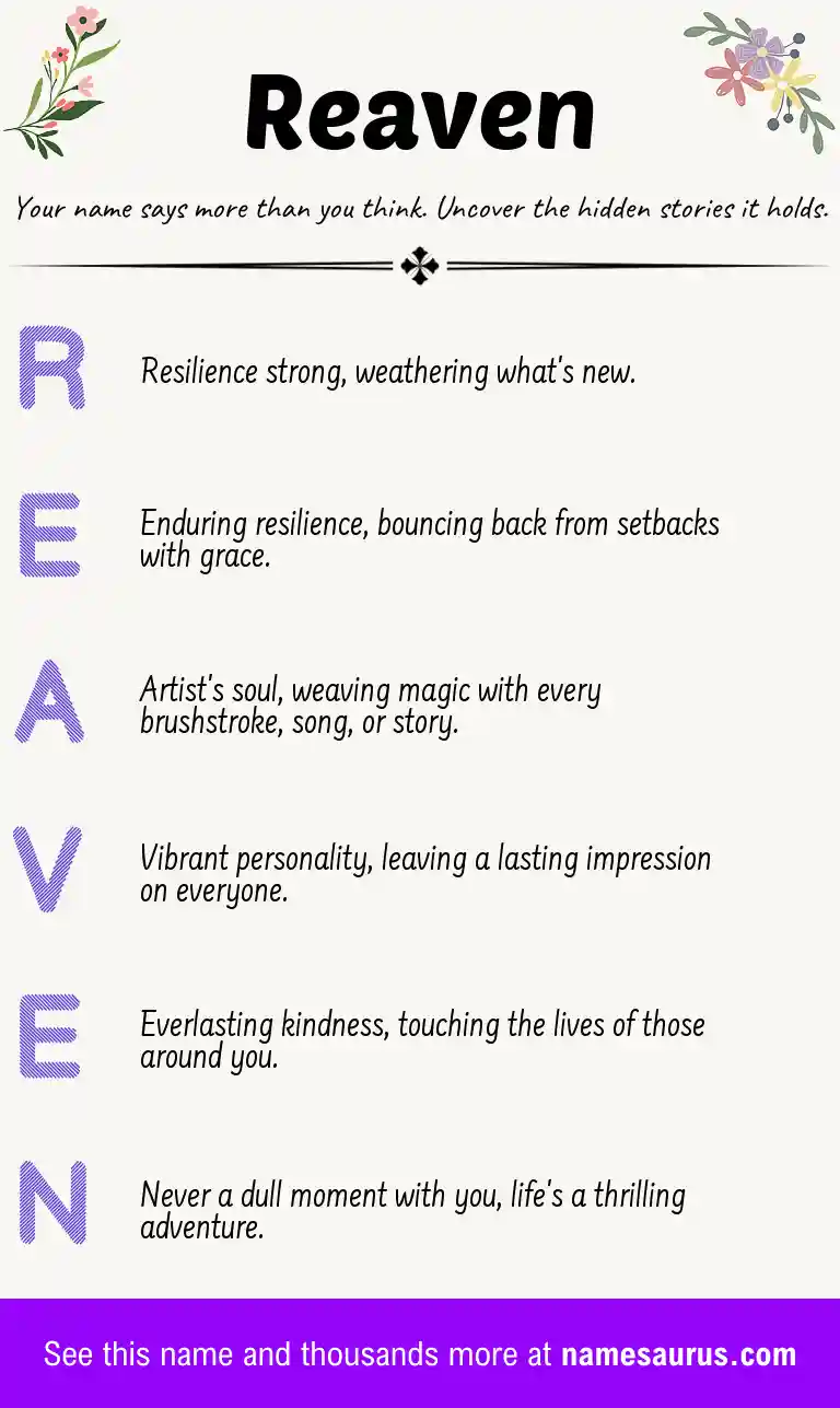 Acrostic poem about Reaven.