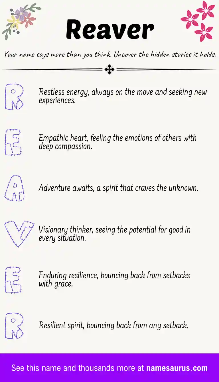Acrostic poem about Reaver.
