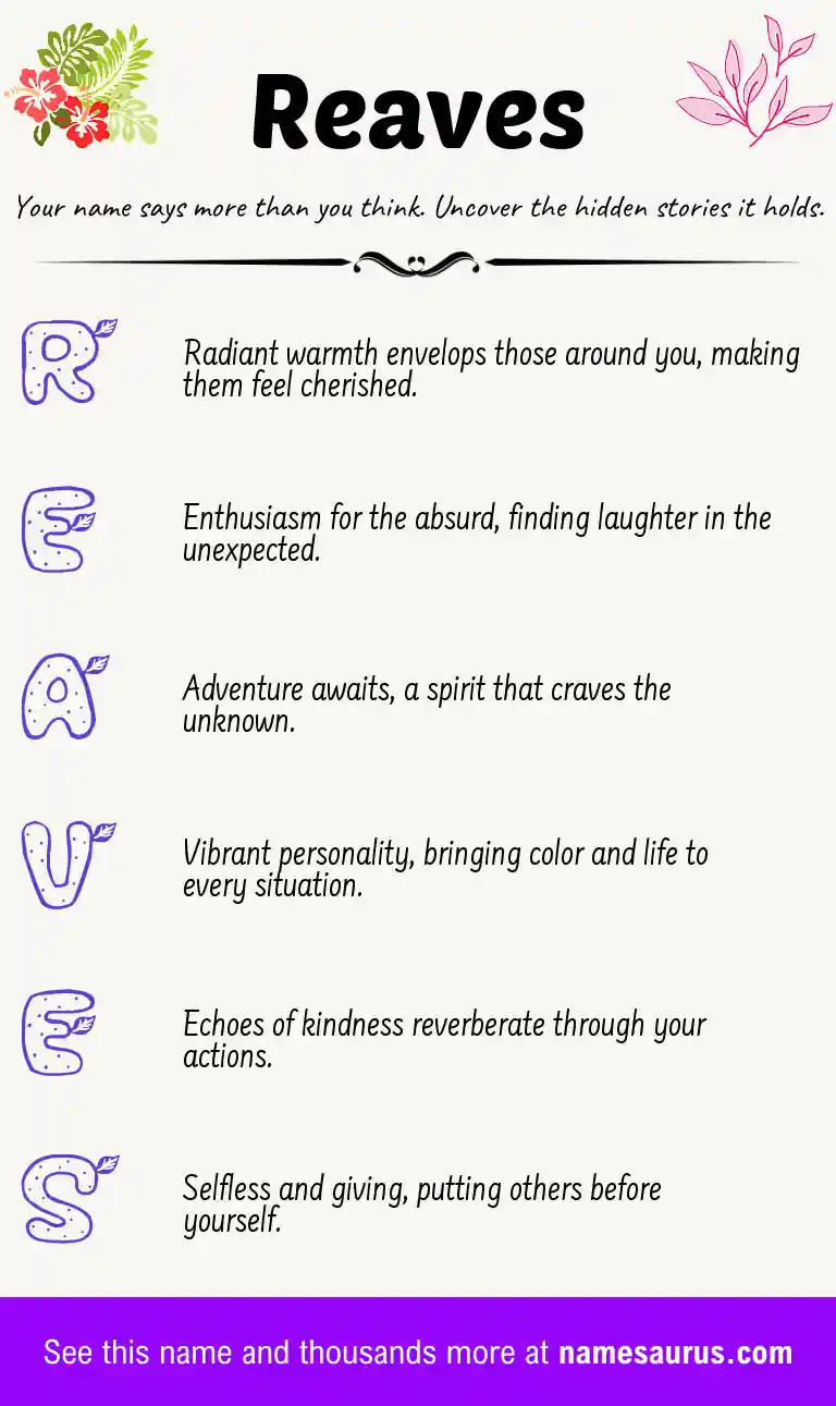 Acrostic poem about Reaves.