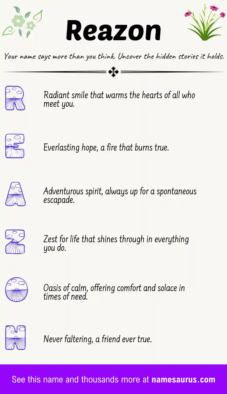 Acrostic poem about Reazon.