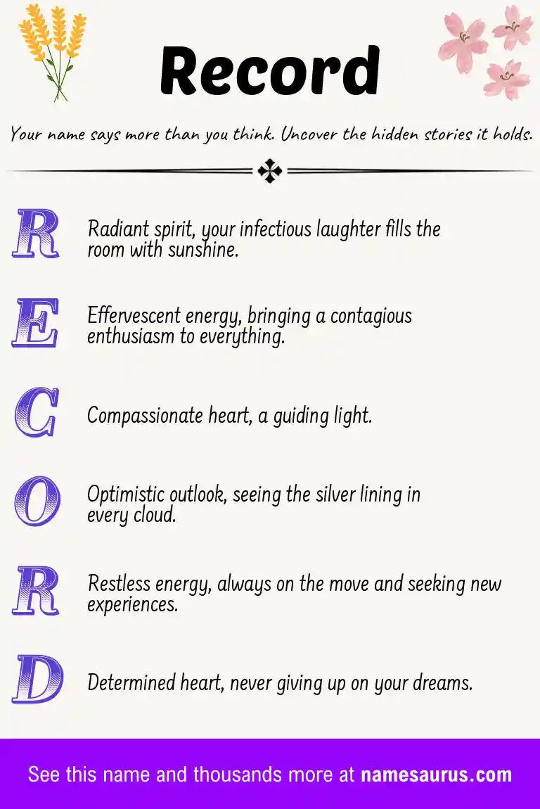 Acrostic poem about Record.