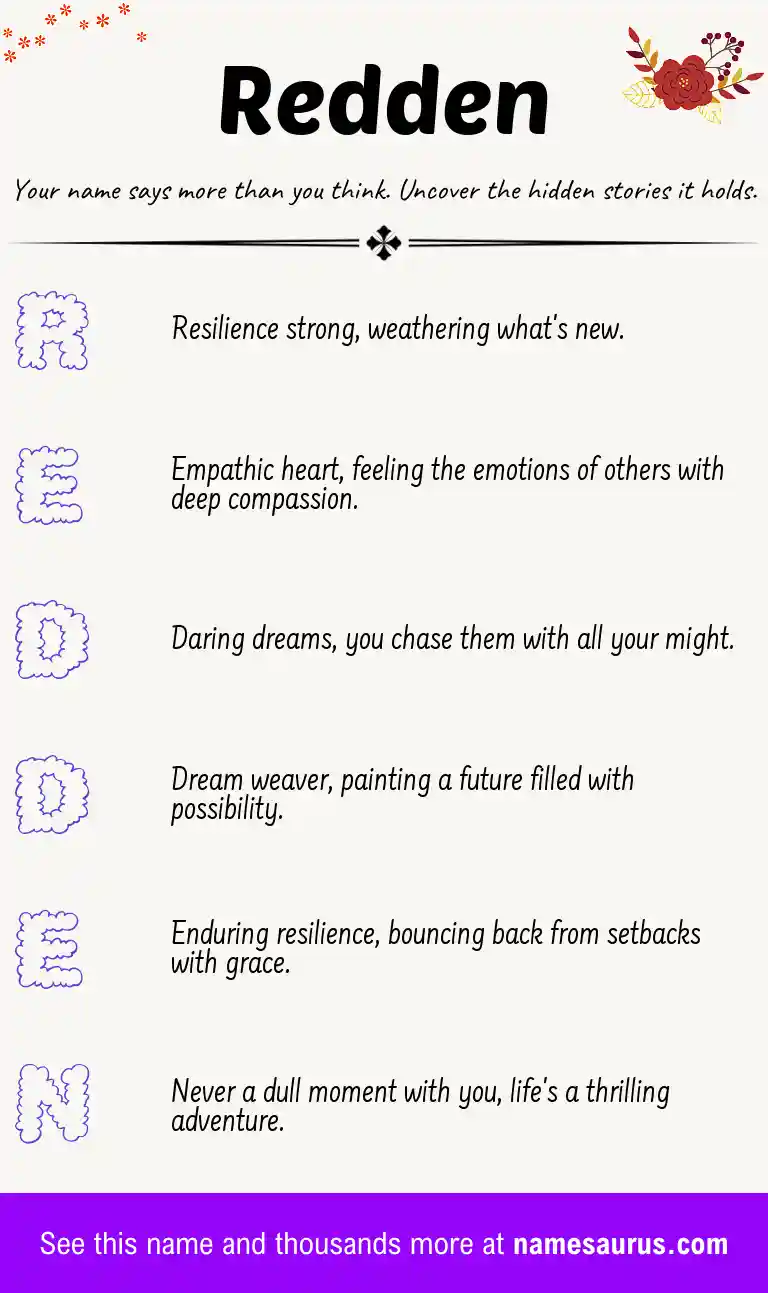 Acrostic poem about Redden.