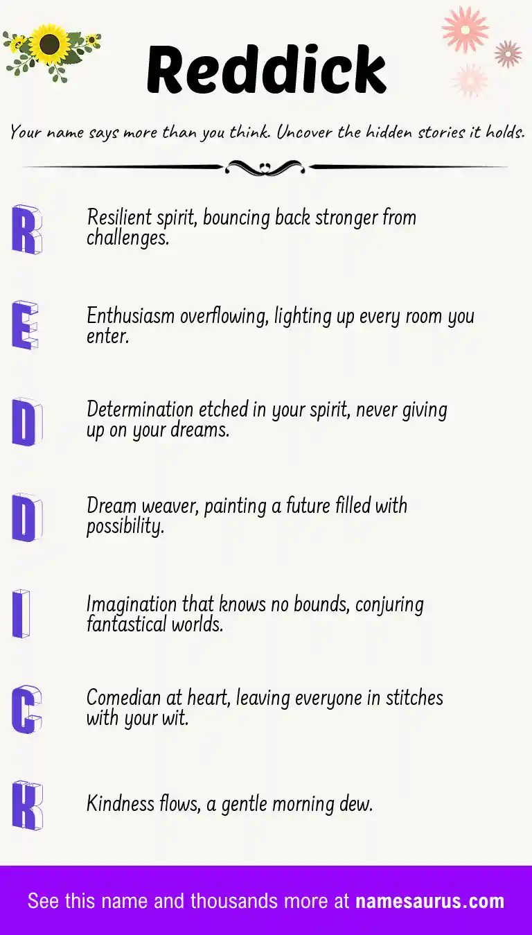 Acrostic poem about Reddick.