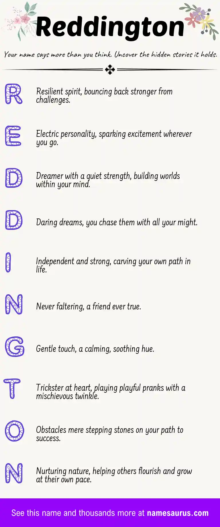 Acrostic poem about Reddington.