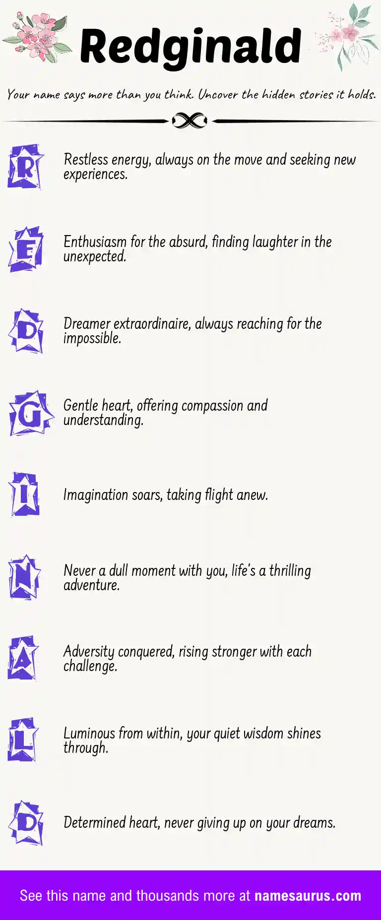 Acrostic poem about Redginald.