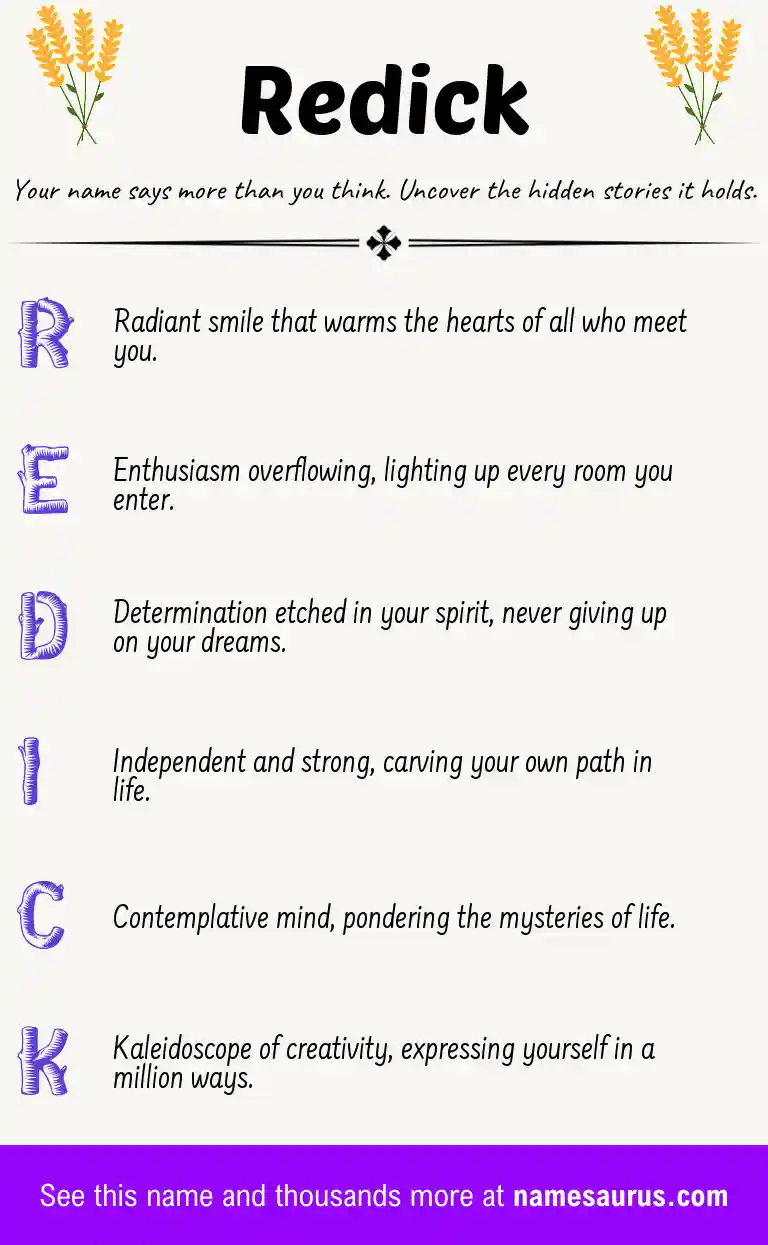Acrostic poem about Redick.