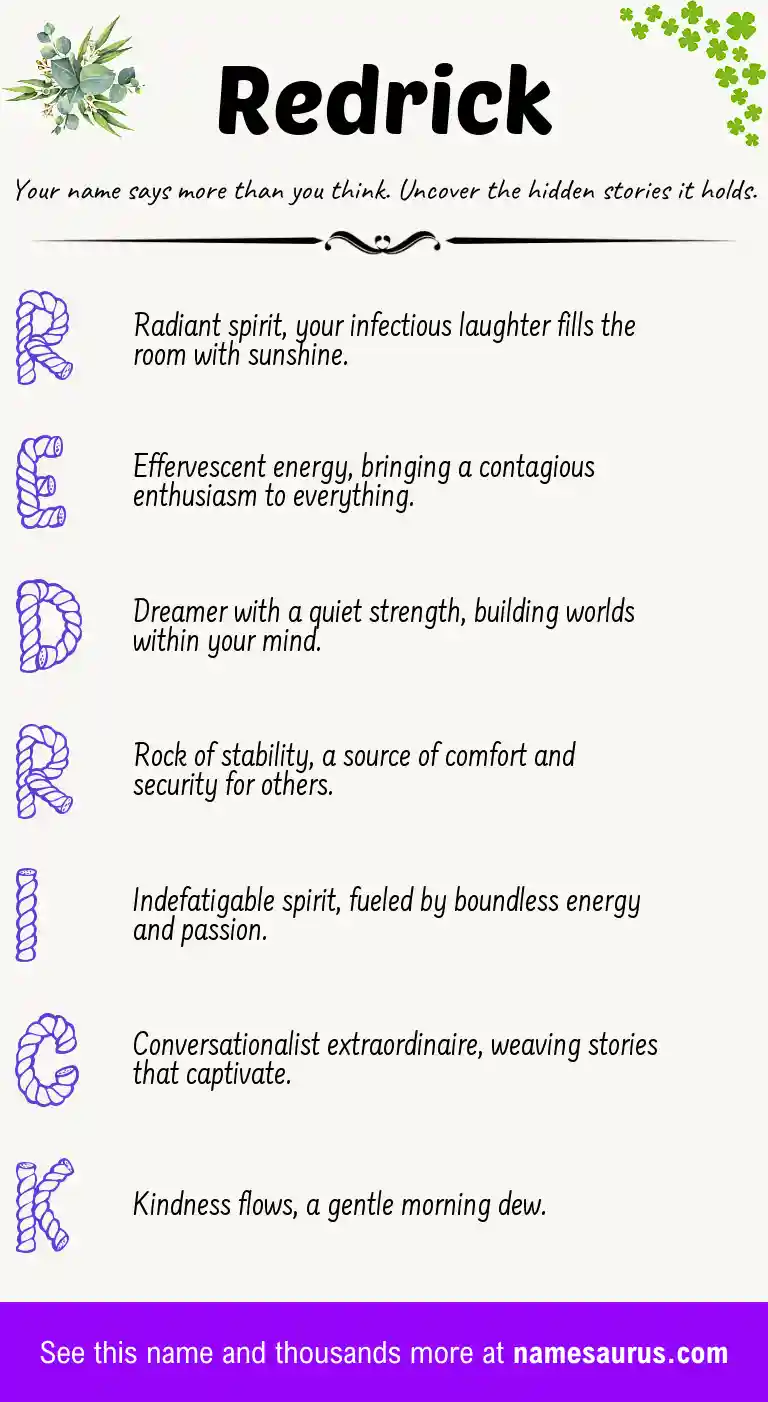 Acrostic poem about Redrick.