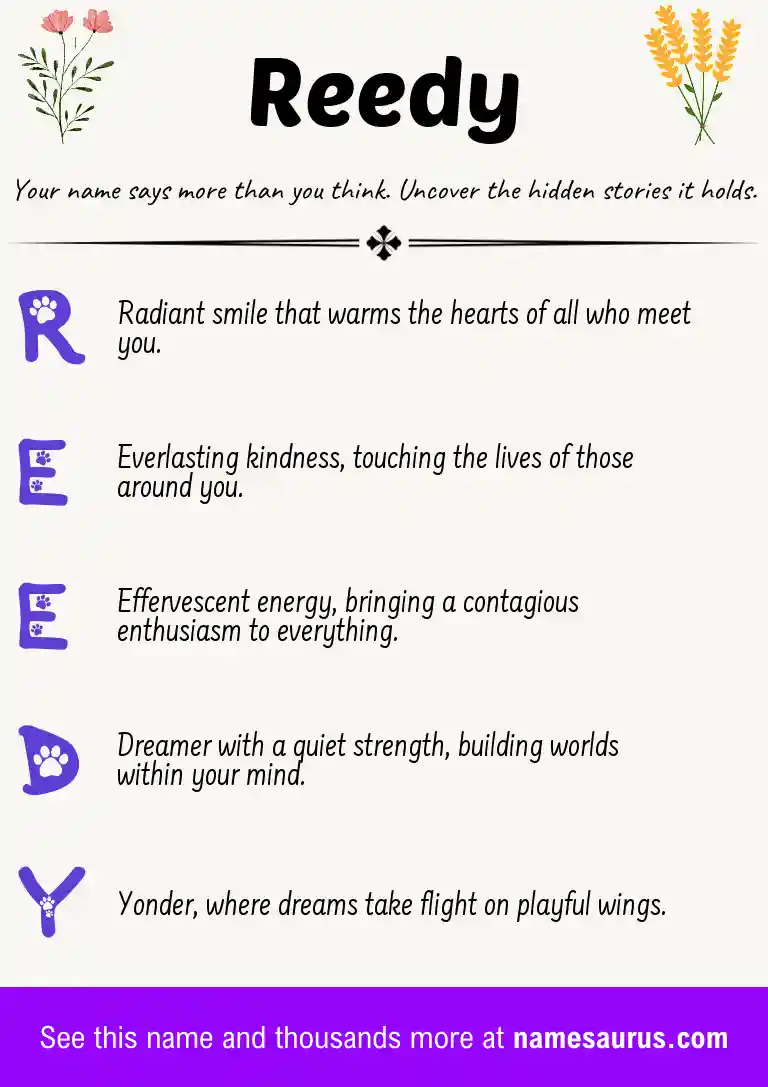 Acrostic poem about Reedy.