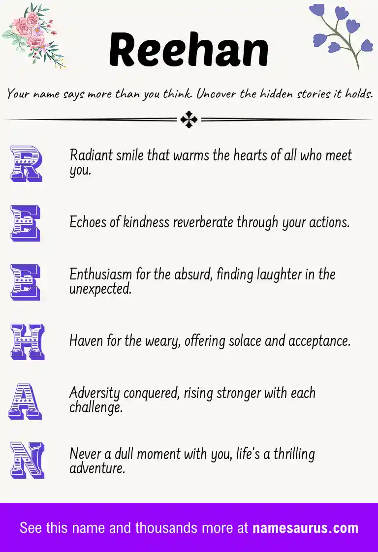 Acrostic poem about Reehan.