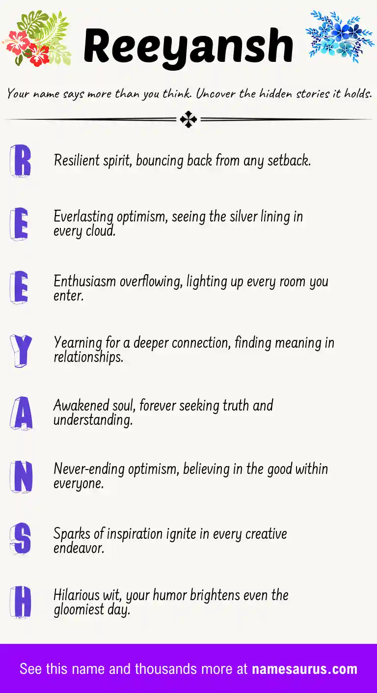 Acrostic poem about Reeyansh.