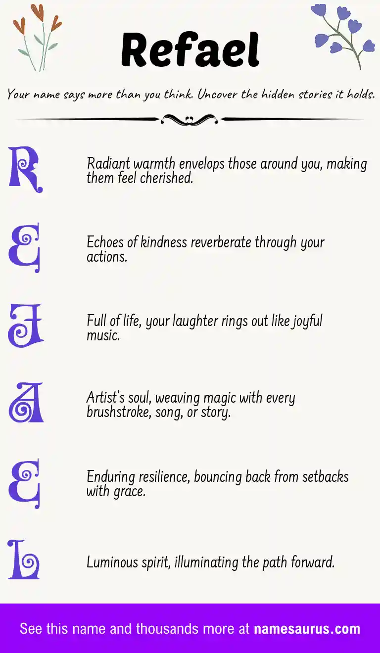 Acrostic poem about Refael.
