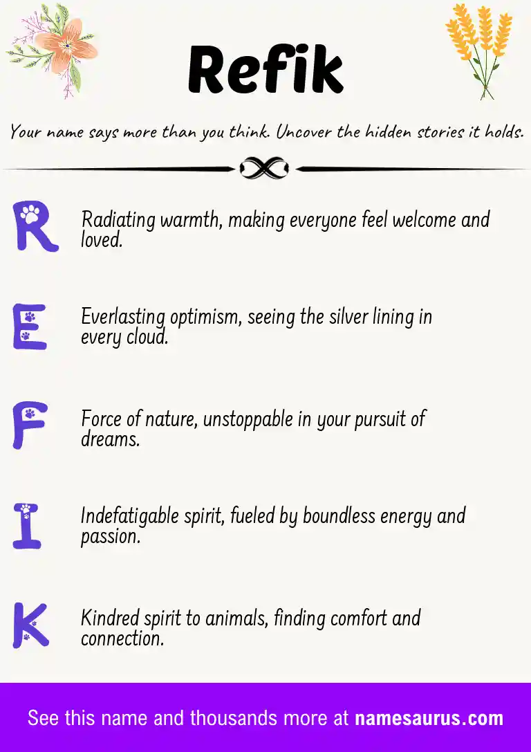 Acrostic poem about Refik.