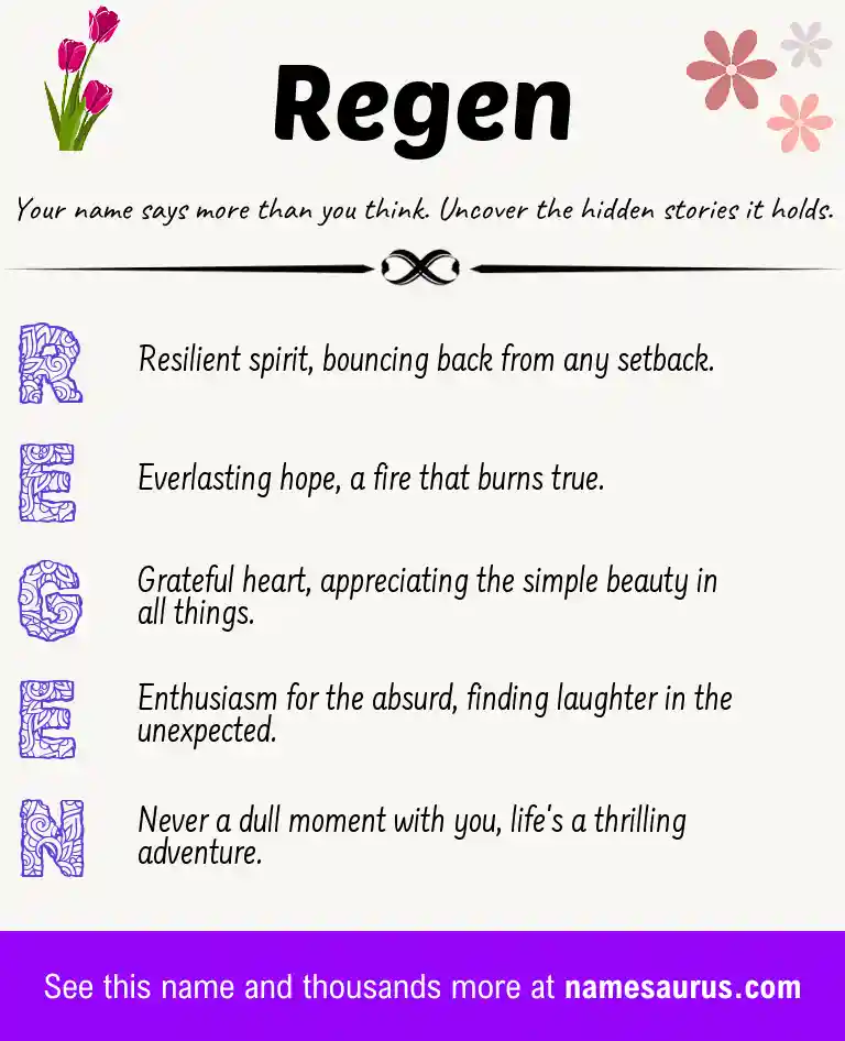 Acrostic poem about Regen.