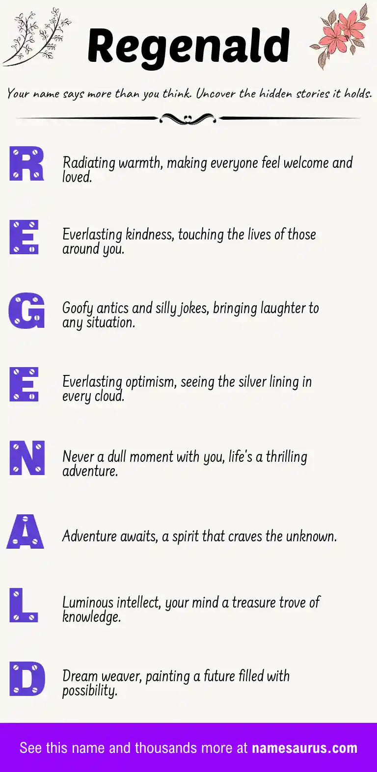 Acrostic poem about Regenald.