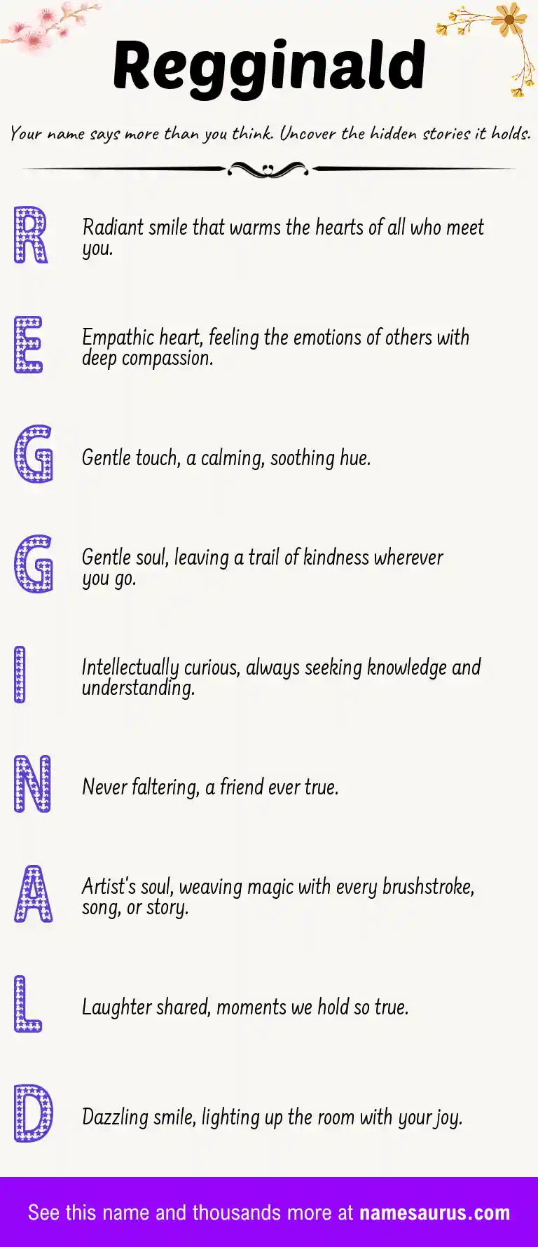 Acrostic poem about Regginald.