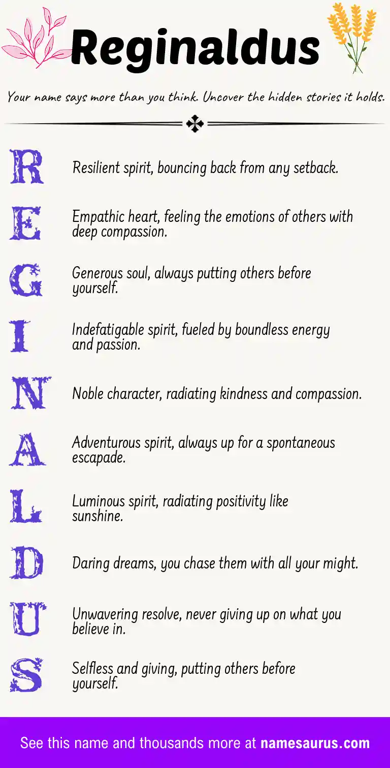 Acrostic poem about Reginaldus.