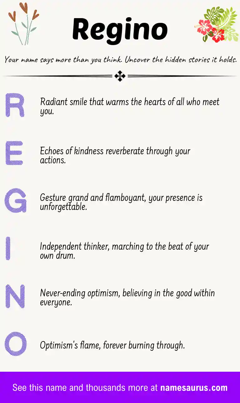 Acrostic poem about Regino.
