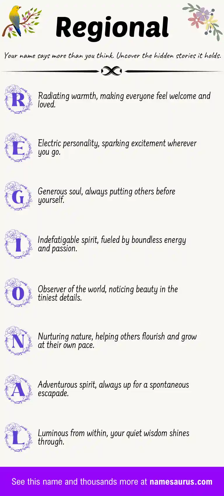 Acrostic poem about Regional.