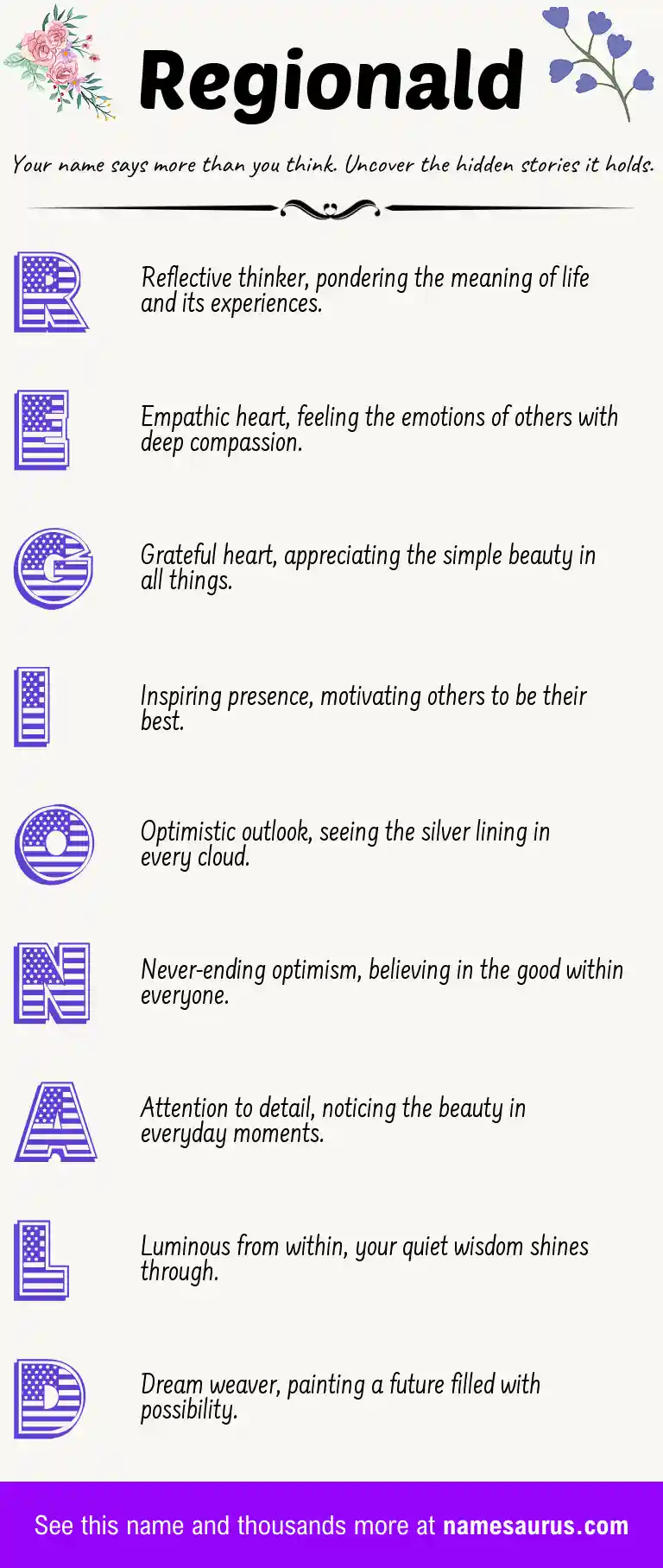 Acrostic poem about Regionald.