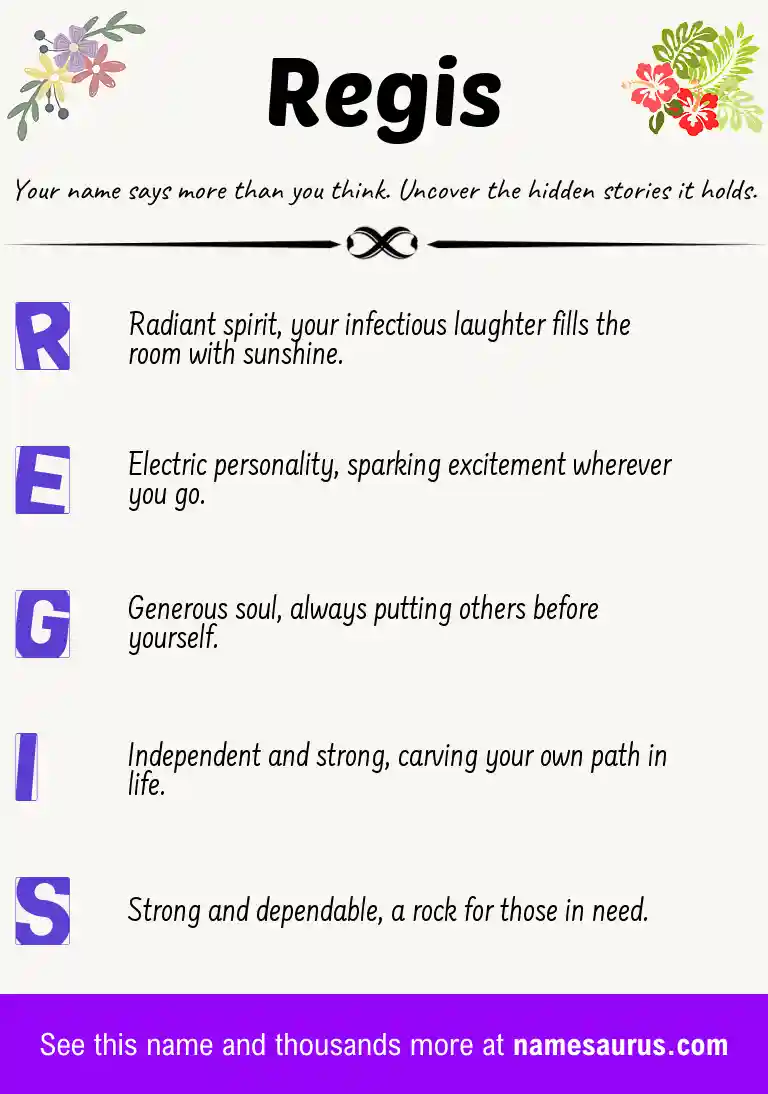 Acrostic poem about Regis.