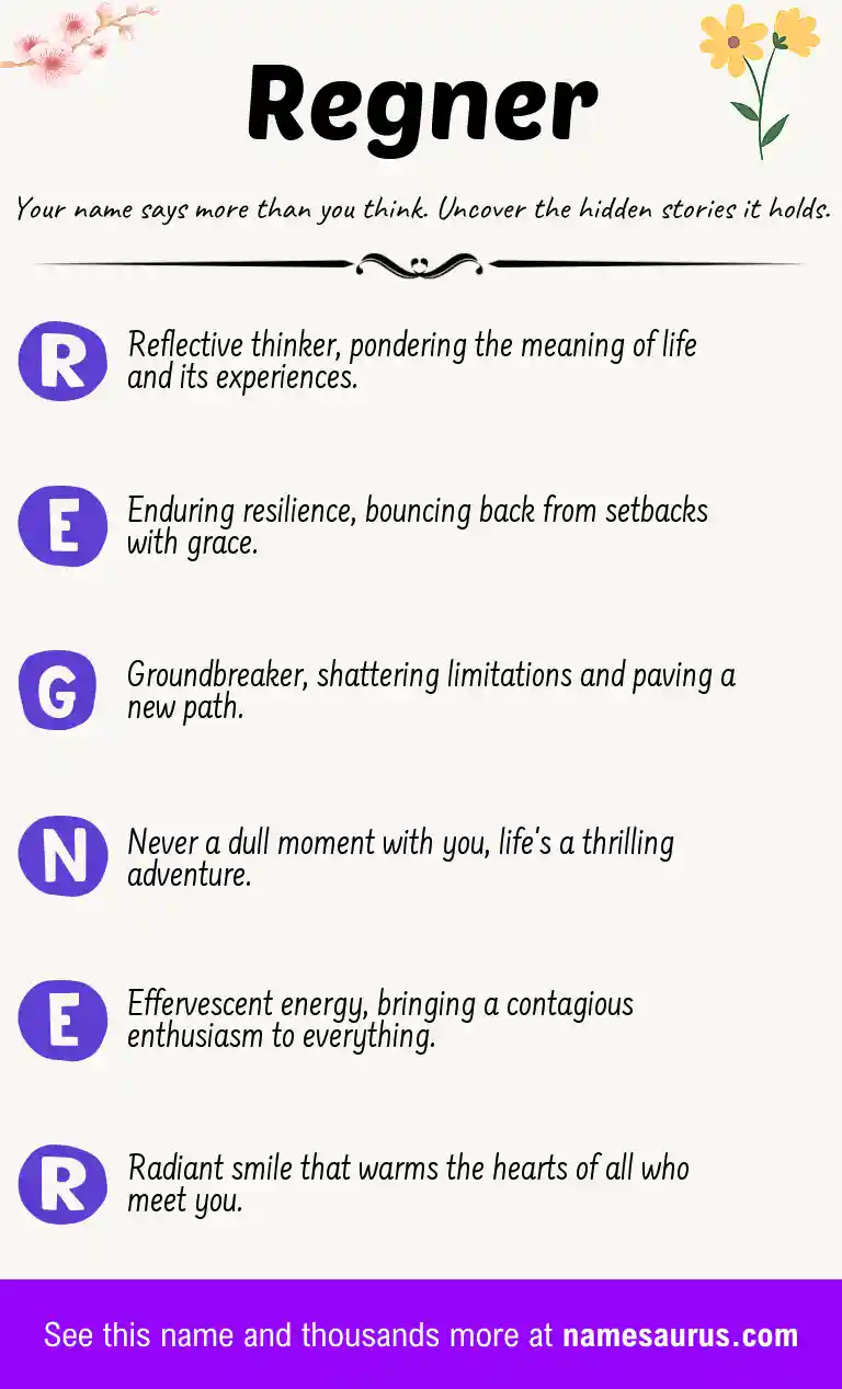 Acrostic poem about Regner.