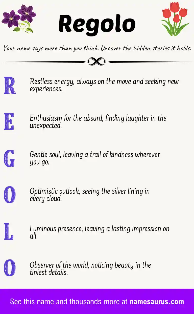 Acrostic poem about Regolo.