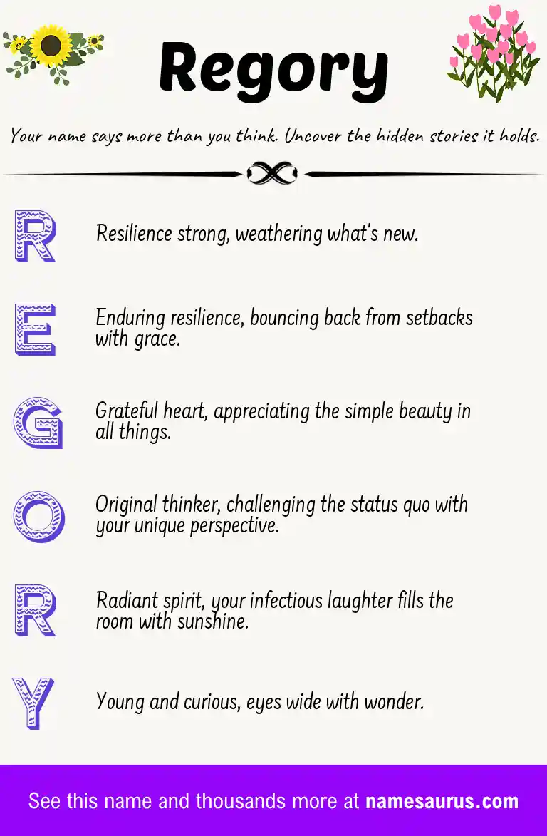 Acrostic poem about Regory.