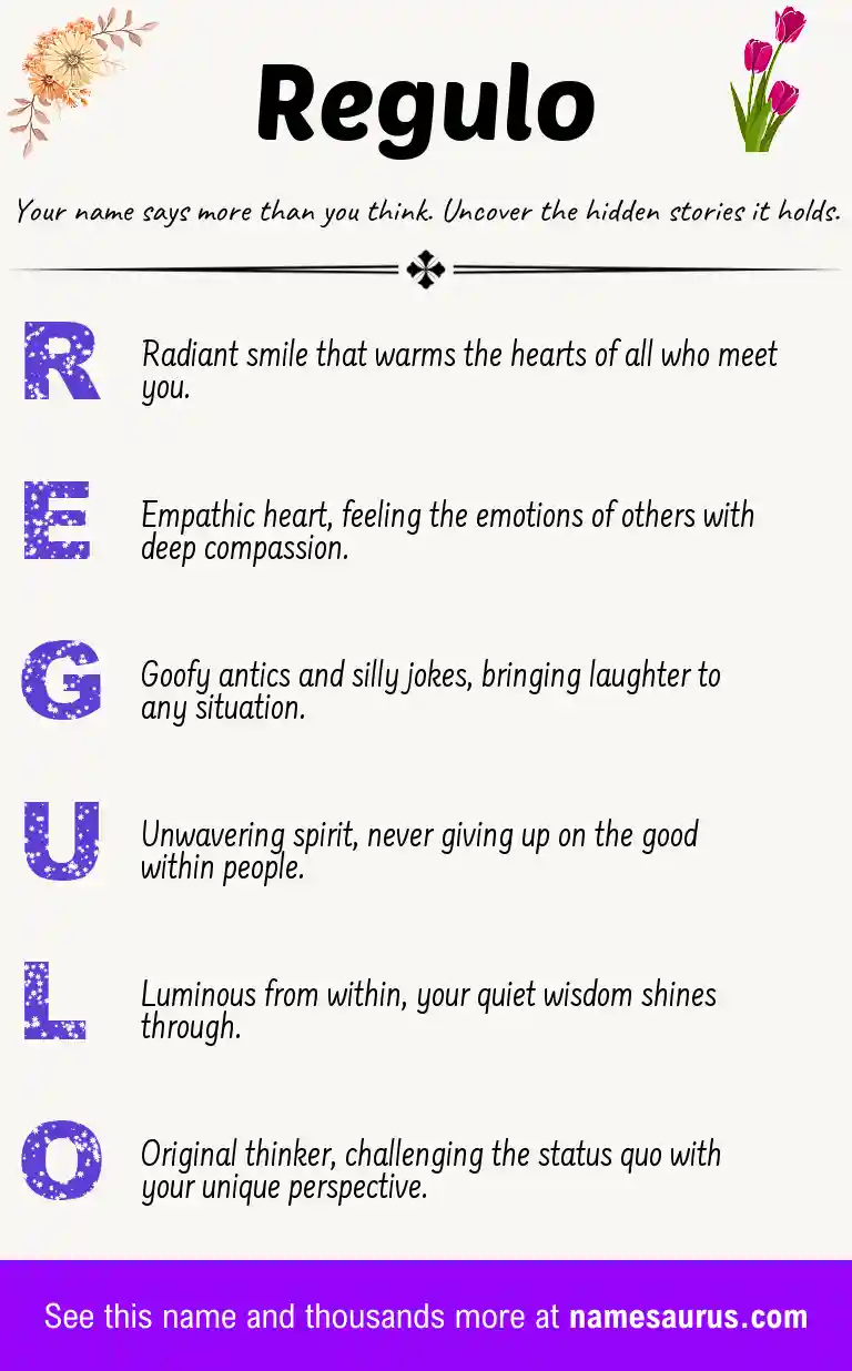 Acrostic poem about Regulo.