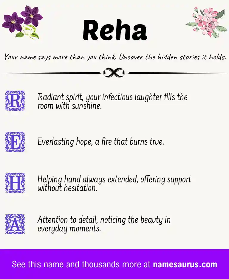 Acrostic poem about Reha.