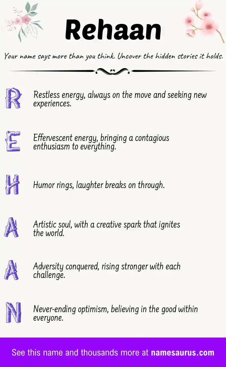 Acrostic poem about Rehaan.