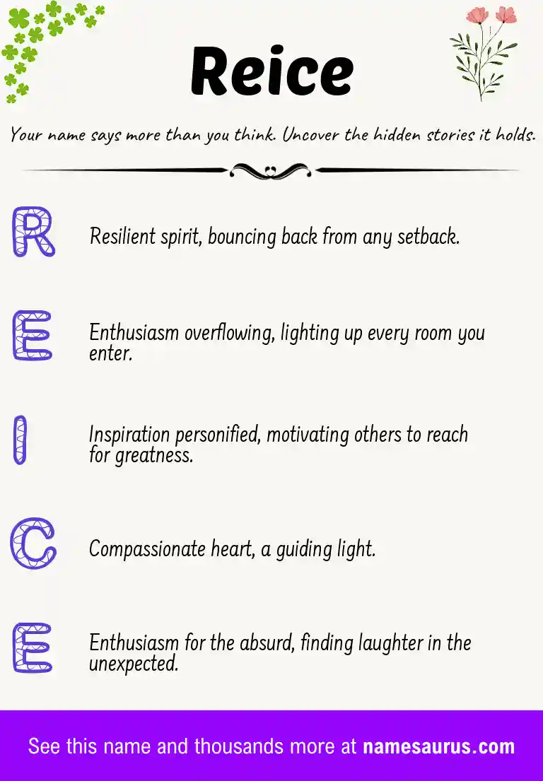 Acrostic poem about Reice.