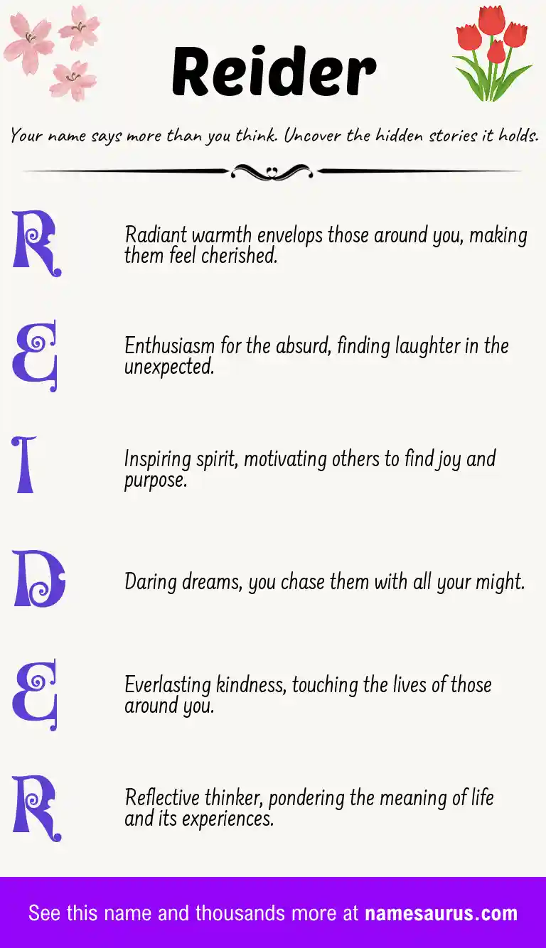 Acrostic poem about Reider.