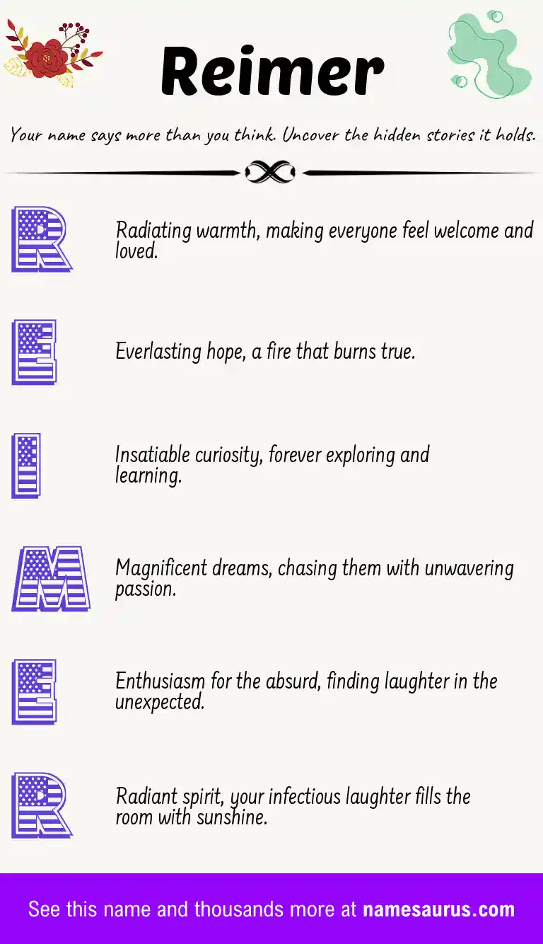 Acrostic poem about Reimer.