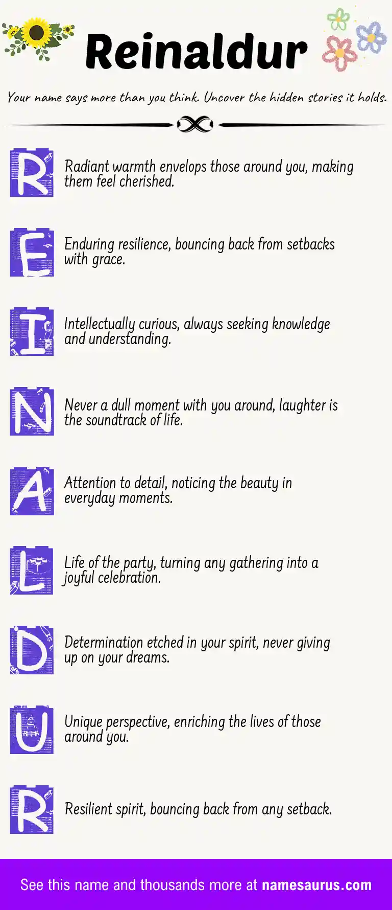 Acrostic poem about Reinaldur.