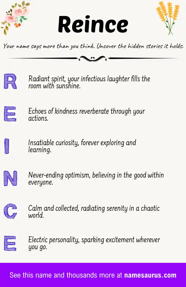 Acrostic poem about Reince.