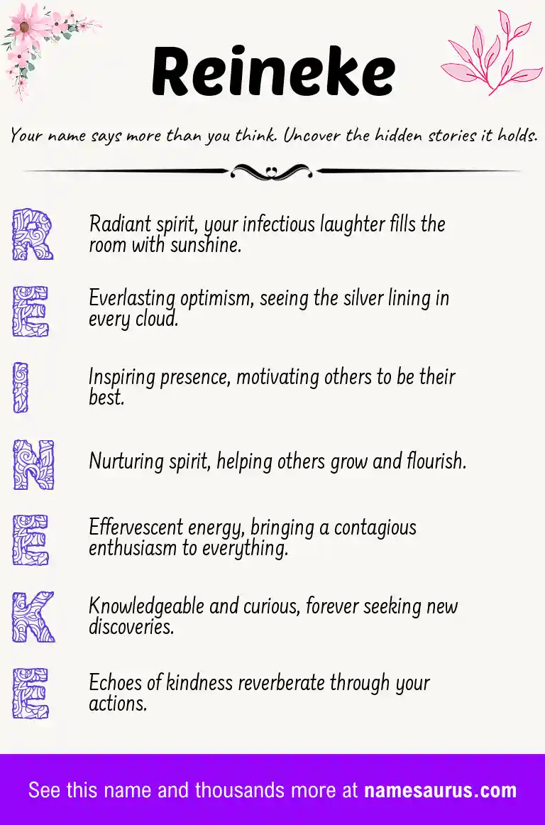 Acrostic poem about Reineke.