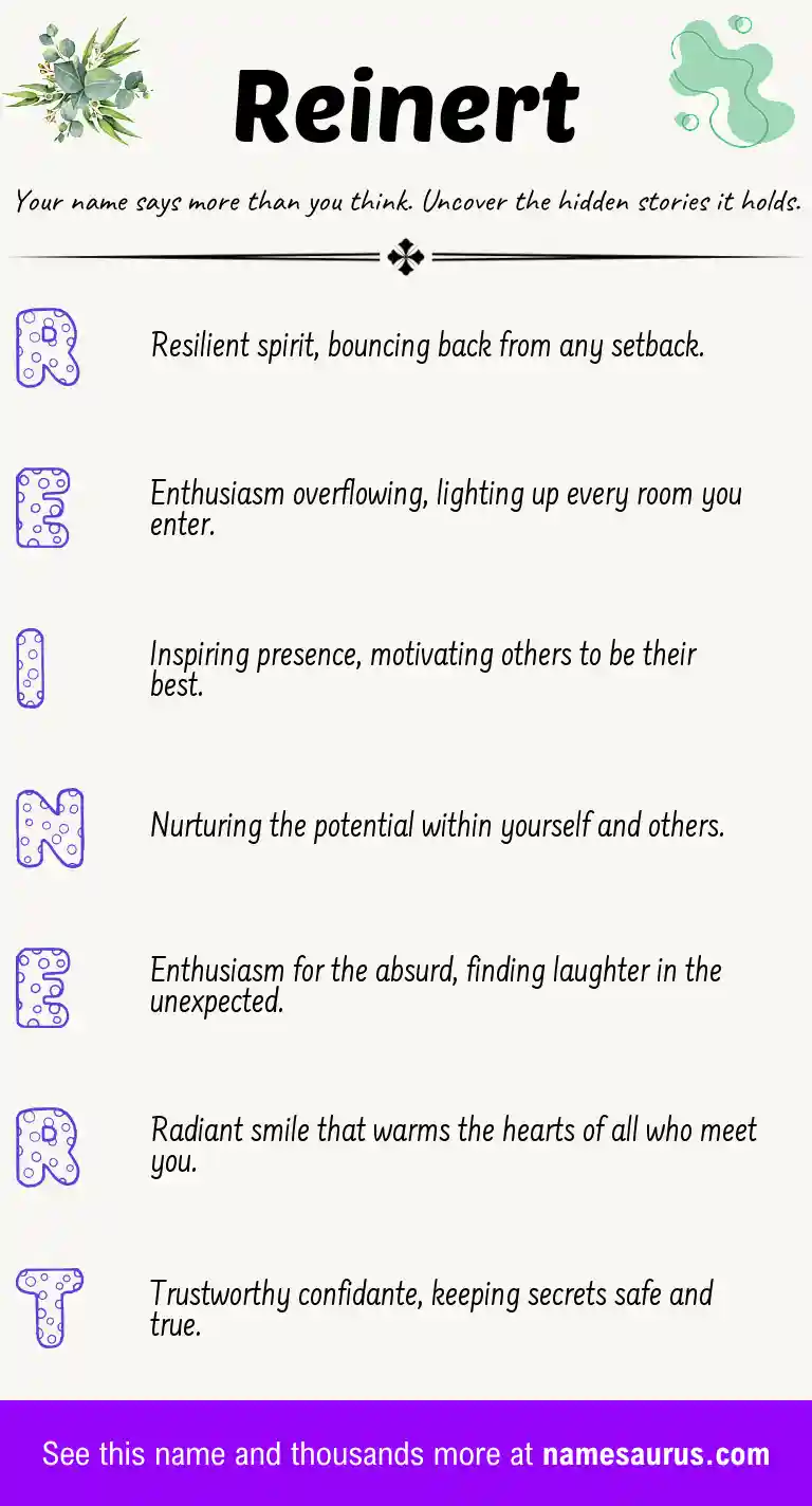 Acrostic poem about Reinert.