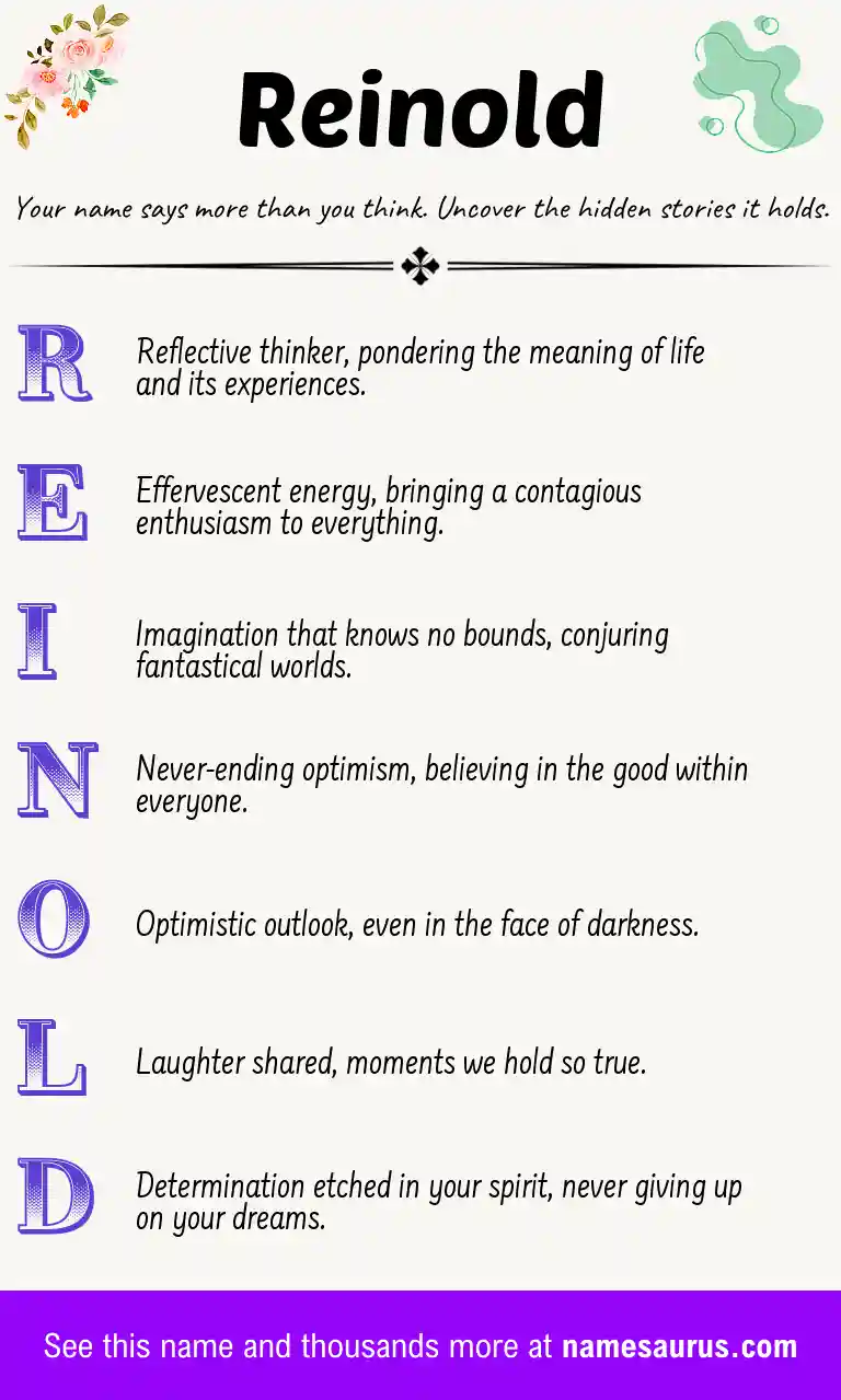 Acrostic poem about Reinold.