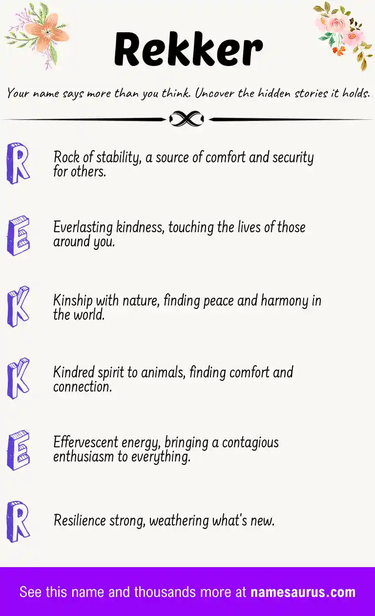 Acrostic poem about Rekker.
