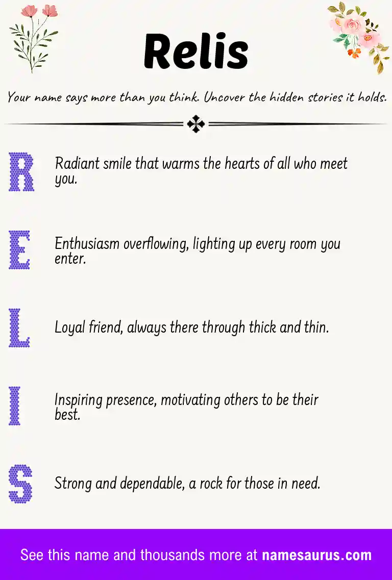 Acrostic poem about Relis.