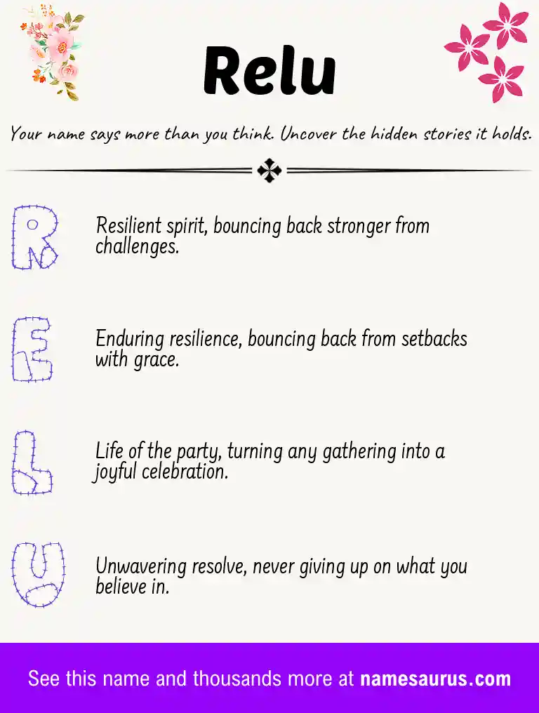 Acrostic poem about Relu.