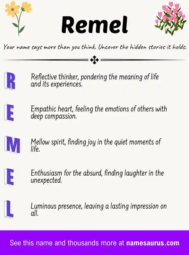 Acrostic poem about Remel.