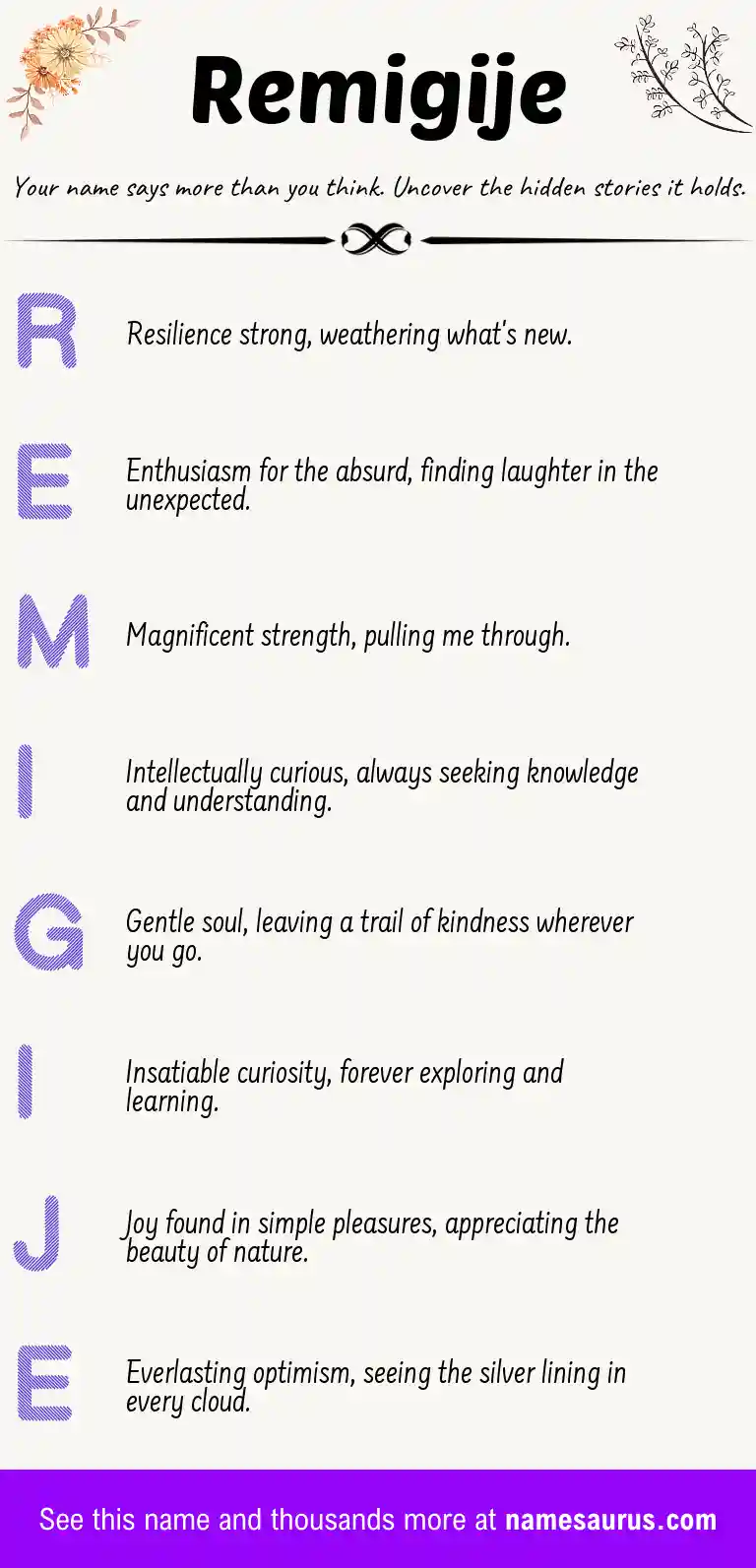 Acrostic poem about Remigije.