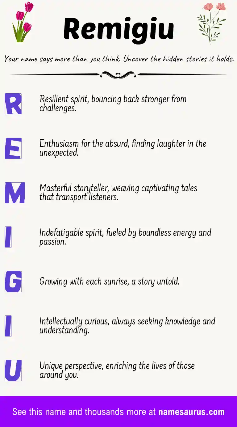 Acrostic poem about Remigiu.