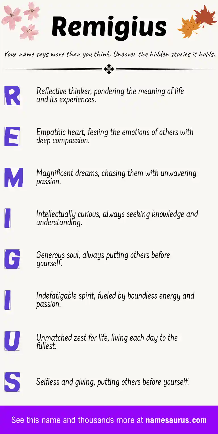 Acrostic poem about Remigius.