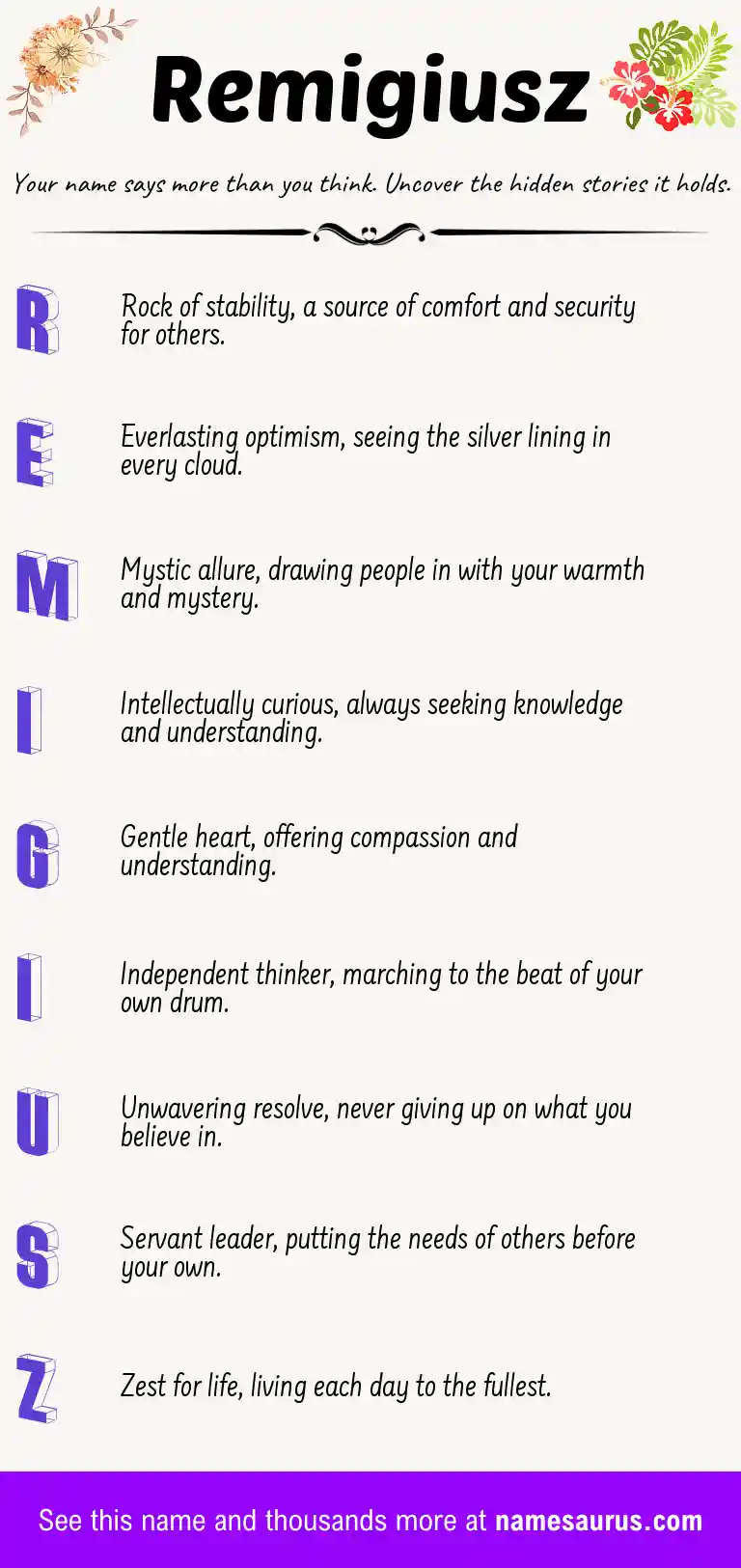 Acrostic poem about Remigiusz.