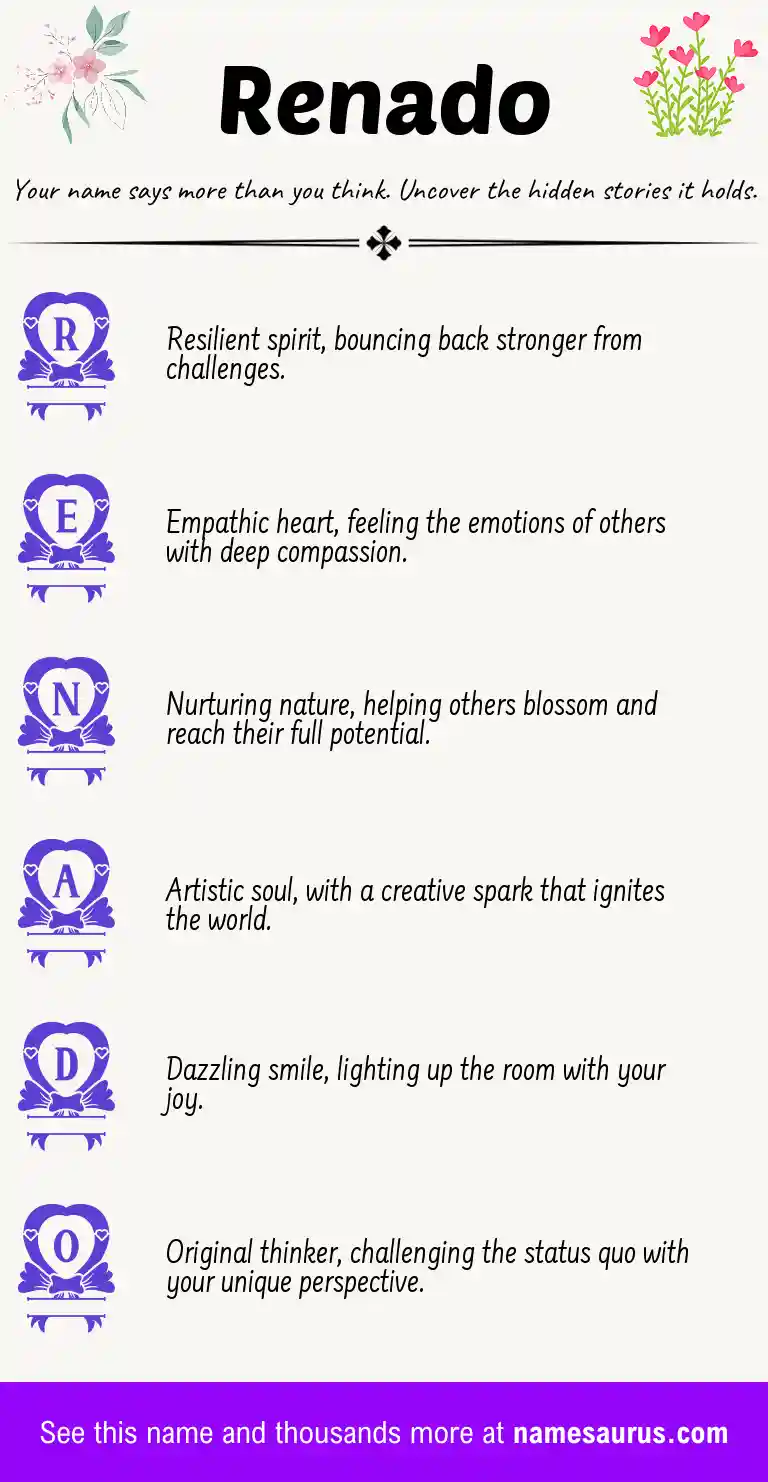 Acrostic poem about Renado.
